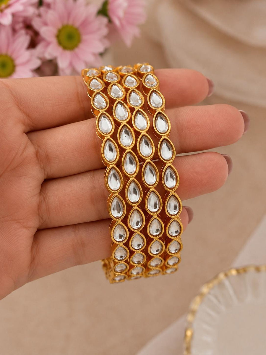 Gold Polki Kundan Kada | Rajwadi Kangan | Indian Bridal Jewelry | Wedding Bangles