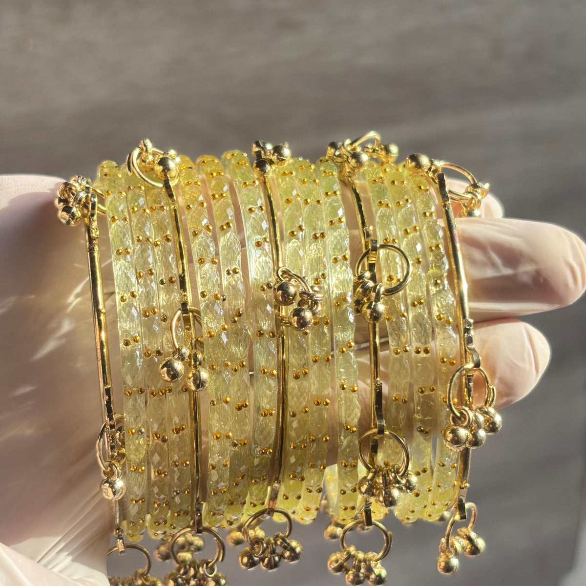 Pista Kashmiri Glass Bangles Set Raindrop Bridal Bangles Pakistani Indian Wedding Jewelry - 3