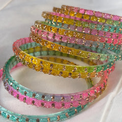 Multicolor Glass Bangles Set | Gold Kashmiri Ghungroo | South Indian Bridal | Wedding Jewelry - 9