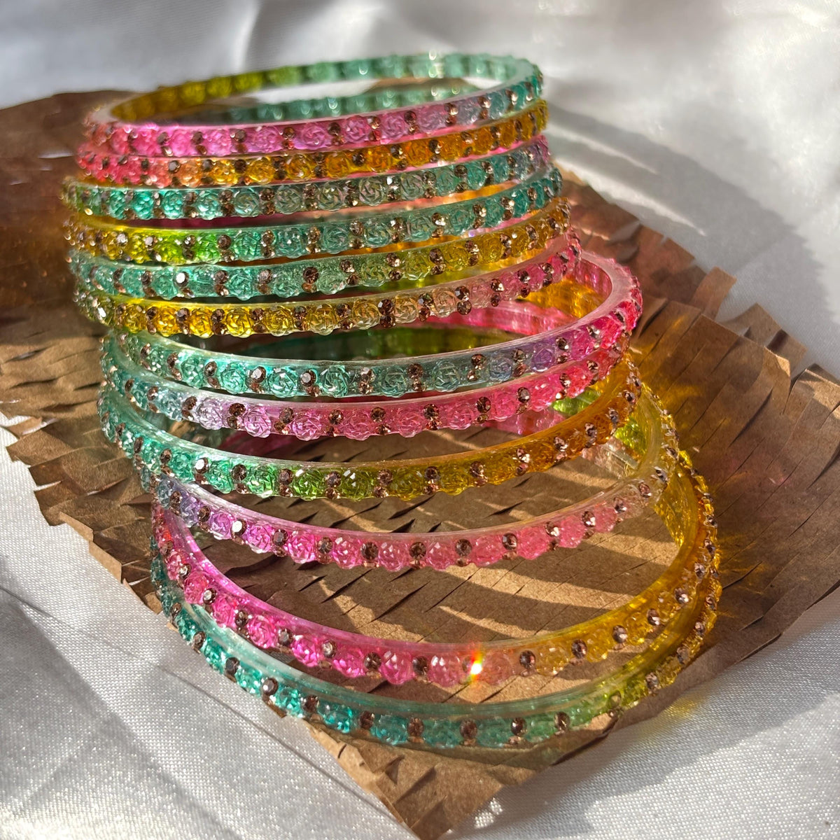 Multicolor Glass Bangles Set | Gold Kashmiri Ghungroo | South Indian Bridal | Wedding Jewelry - 2