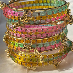 Multicolor Glass Bangles Set | Gold Kashmiri Ghungroo | South Indian Bridal | Wedding Jewelry - 10