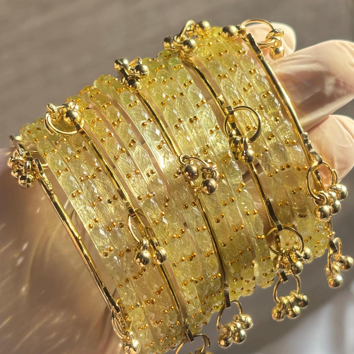 Pista Kashmiri Glass Bangles Set Raindrop Bridal Bangles Pakistani Indian Wedding Jewelry - 6