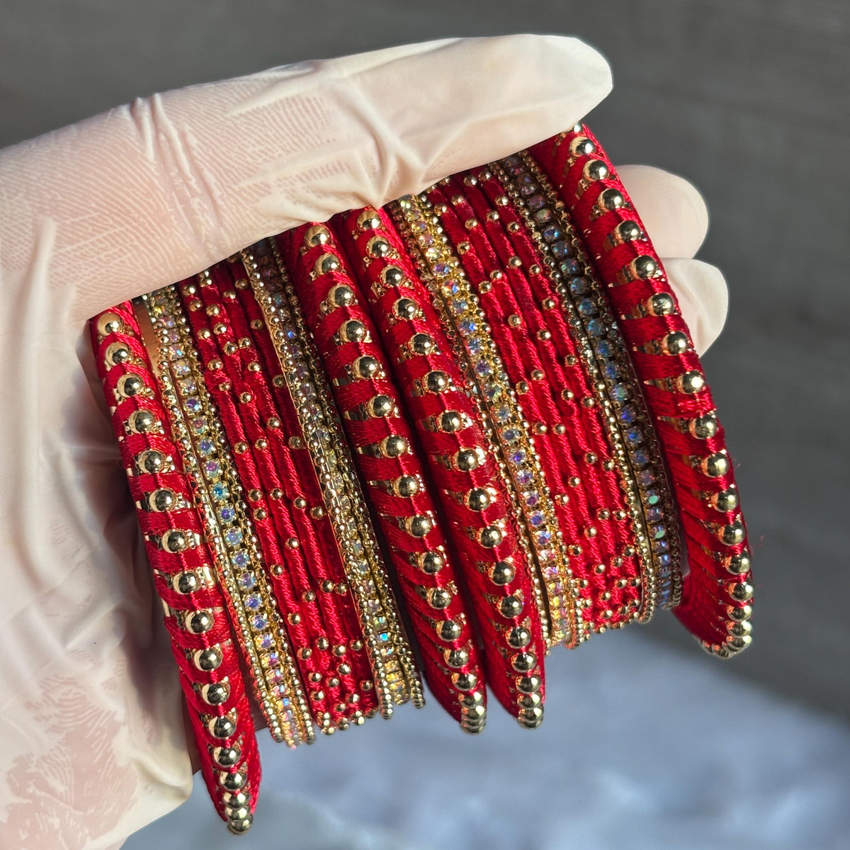 Red Bridal Bangles Jaipuri Wedding Jewelry Punjabi Chuda Set Rajwadi Kundan Kada - 16