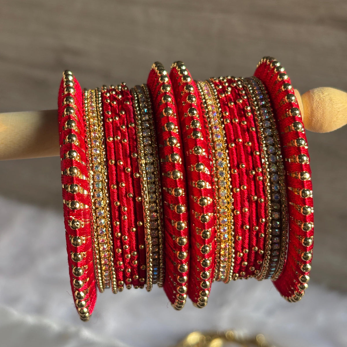 Red Bridal Bangles Jaipuri Wedding Jewelry Punjabi Chuda Set Rajwadi Kundan Kada - 17