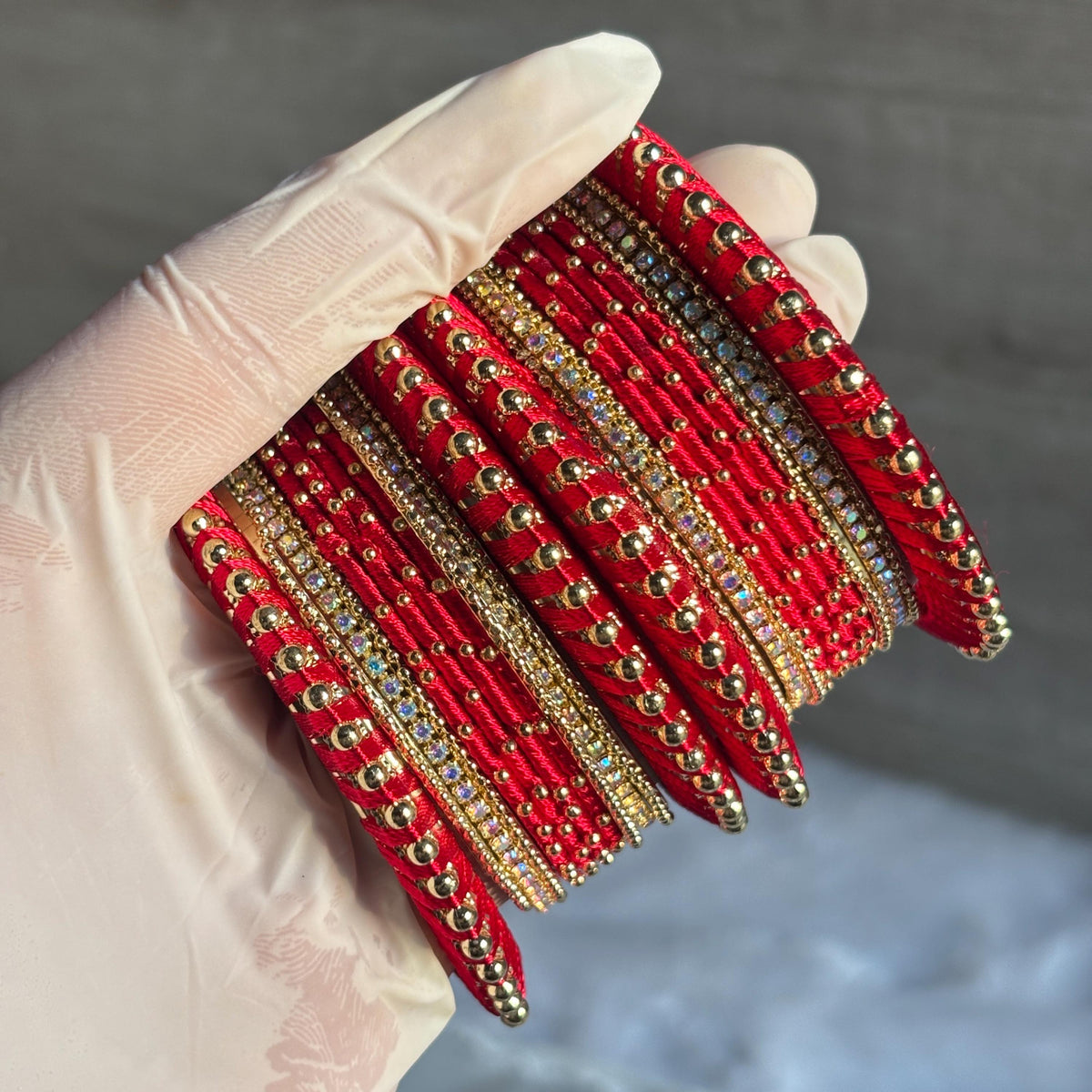 Red Bridal Bangles Jaipuri Wedding Jewelry Punjabi Chuda Set Rajwadi Kundan Kada - 9