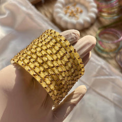 Rose Beige Kashmiri Glass Bangles Set Raindrop Indian Bridal Churiyan Pakistani Wedding Jewelry - 10