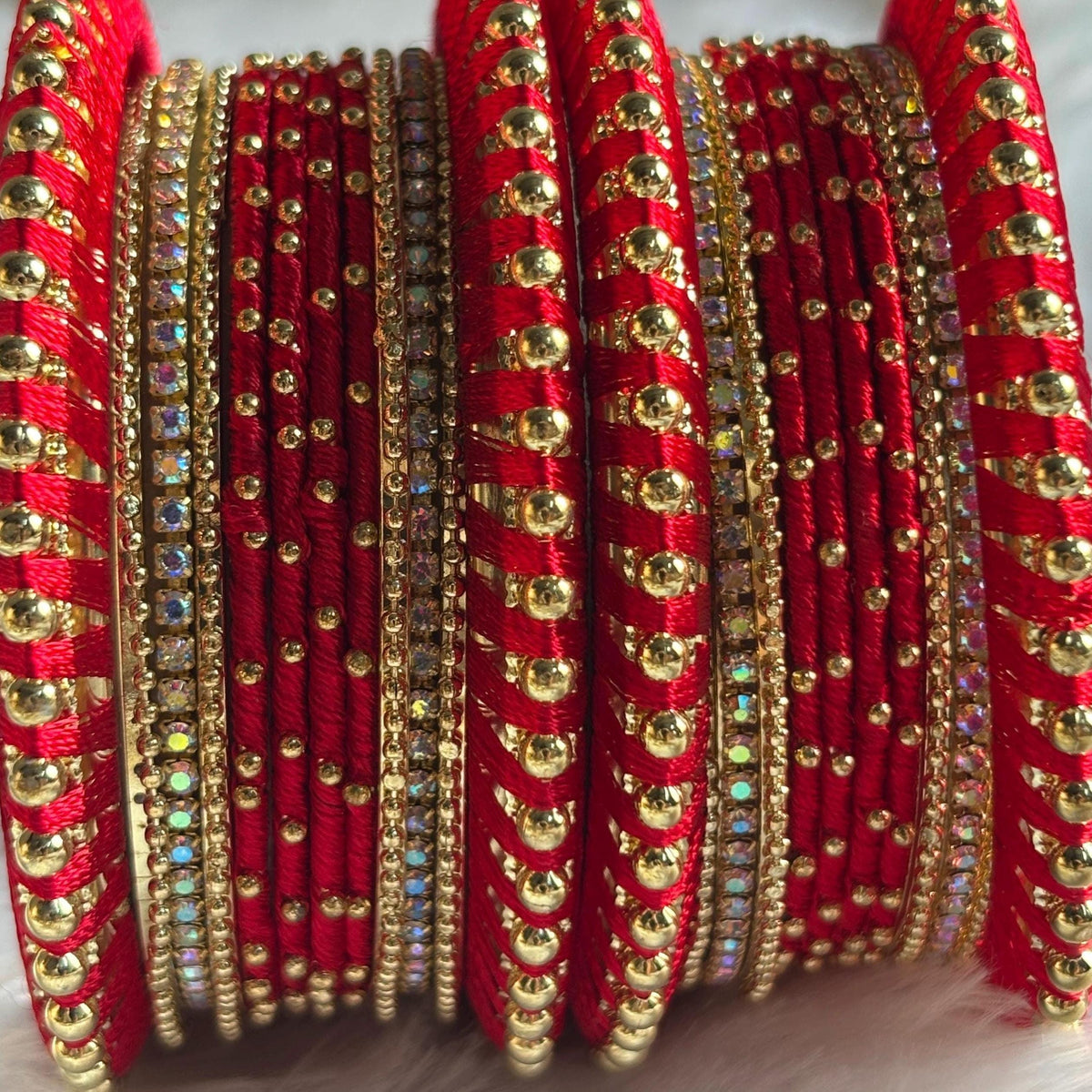 Red Bridal Bangles Jaipuri Wedding Jewelry Punjabi Chuda Set Rajwadi Kundan Kada - 11