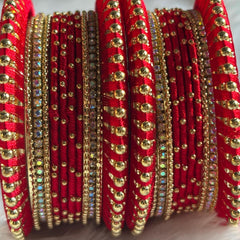 Red Bridal Bangles Jaipuri Wedding Jewelry Punjabi Chuda Set Rajwadi Kundan Kada - 11