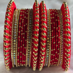 Red Bridal Bangles Jaipuri Wedding Jewelry Punjabi Chuda Set Rajwadi Kundan Kada - 19