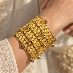 Rose Beige Kashmiri Glass Bangles Set Raindrop Indian Bridal Churiyan Pakistani Wedding Jewelry - 7