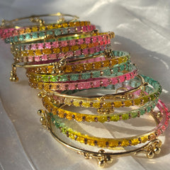 Multicolor Glass Bangles Set | Gold Kashmiri Ghungroo | South Indian Bridal | Wedding Jewelry - 4