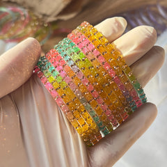 Multicolor Glass Bangles Set | Gold Kashmiri Ghungroo | South Indian Bridal | Wedding Jewelry - 3
