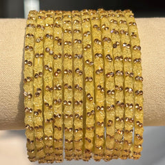 Rose Beige Kashmiri Glass Bangles Set Raindrop Indian Bridal Churiyan Pakistani Wedding Jewelry - 2