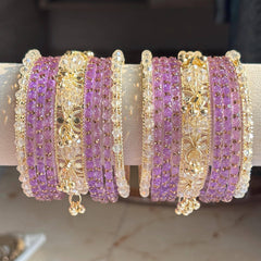 Kashmiri Bangles Lavender Rose Gold Rajwadi Indian Wedding Bangle Set