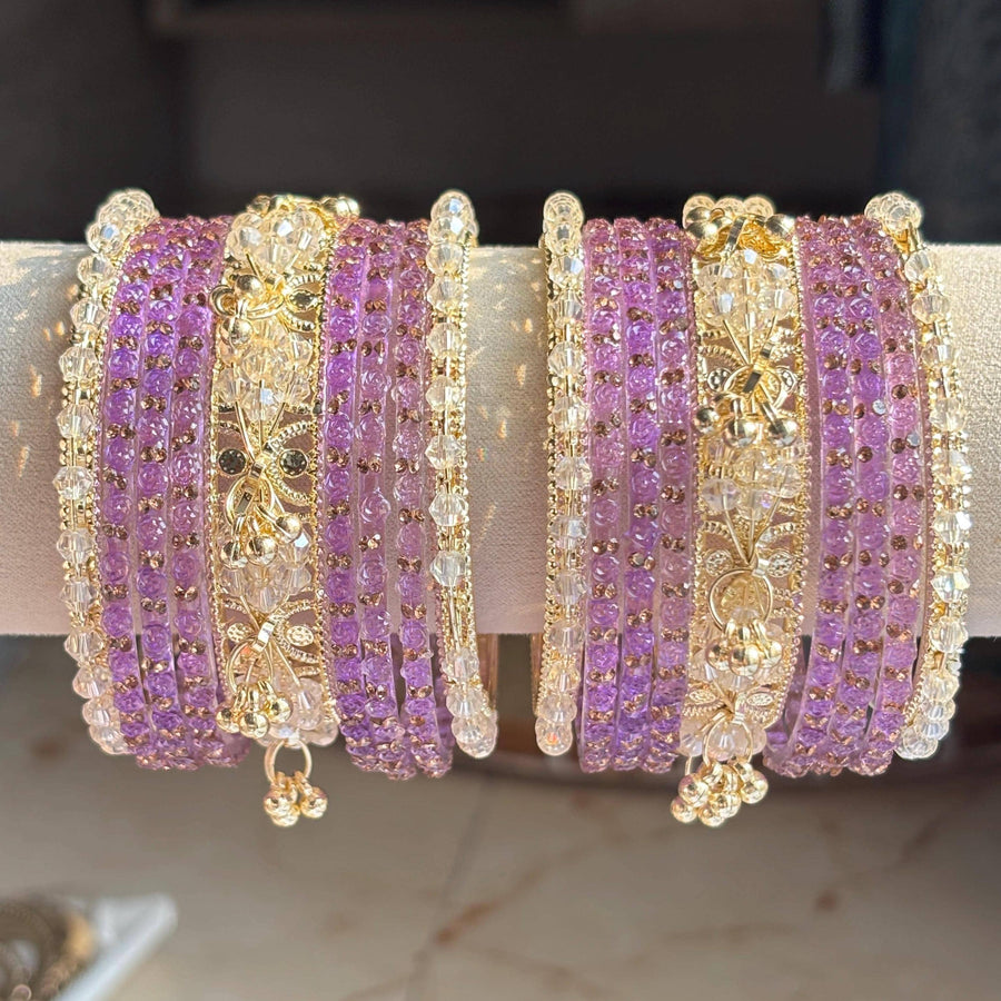 Kashmiri Bangles Lavender Rose Gold Rajwadi Indian Wedding Bangle Set