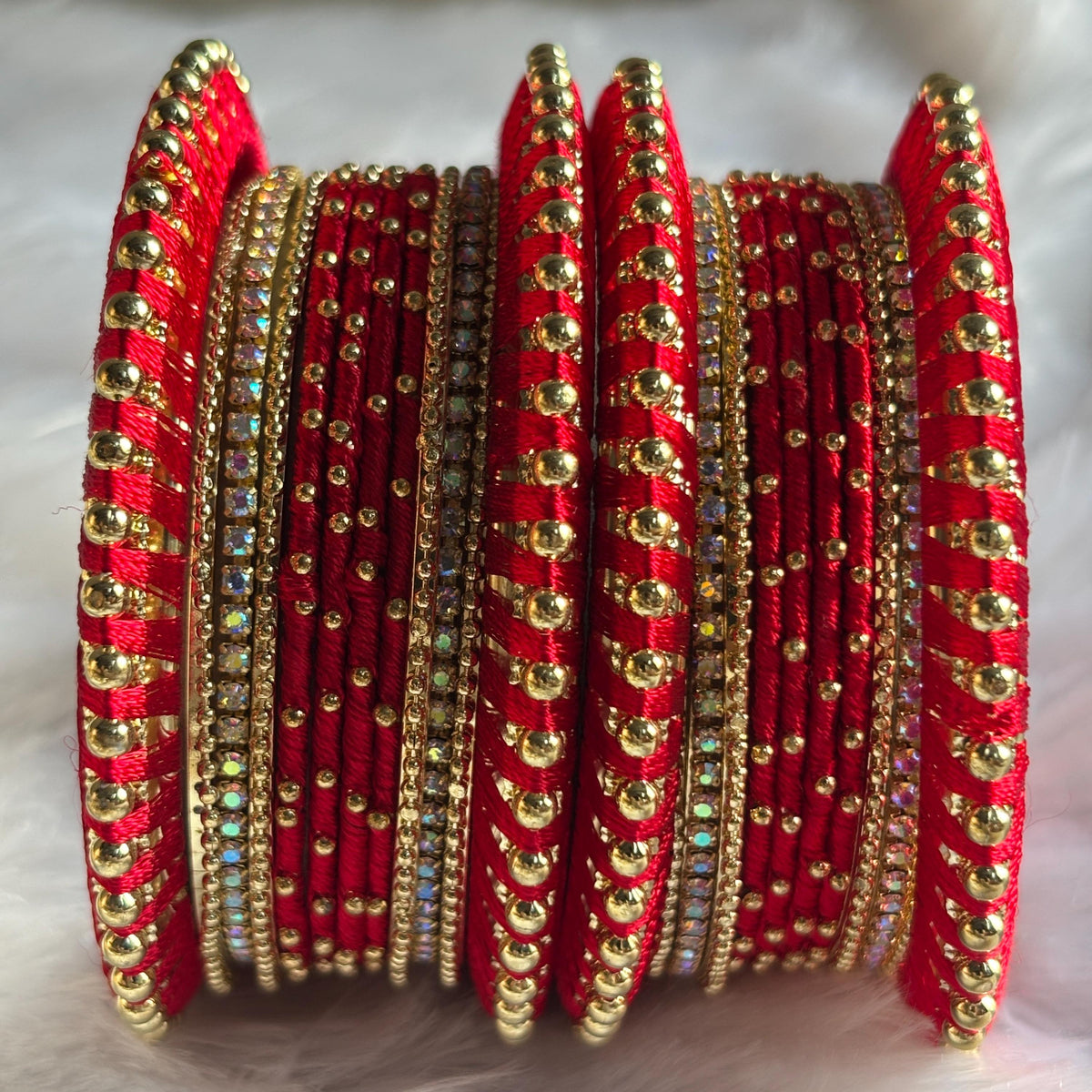 Red Bridal Bangles Jaipuri Wedding Jewelry Punjabi Chuda Set Rajwadi Kundan Kada - 10