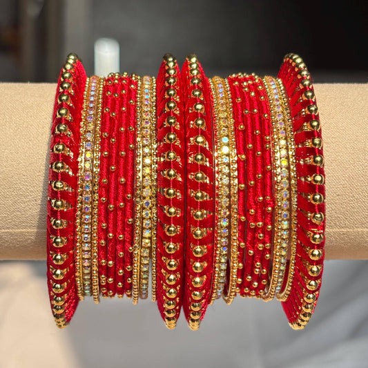 Red Bridal Bangles Jaipuri Wedding Jewelry Punjabi Chuda Set Rajwadi Kundan Kada
