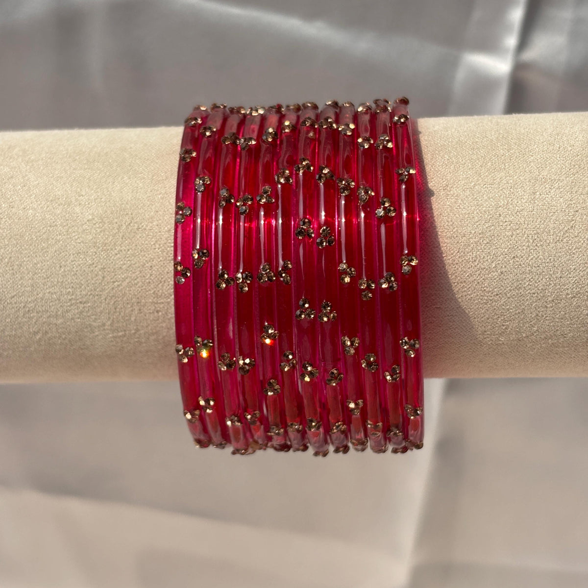 Kashmiri Raindrop Bangles Set Of 3 Gold Cowrie Shell Ghungroo Indian Wedding Jewelry - 7