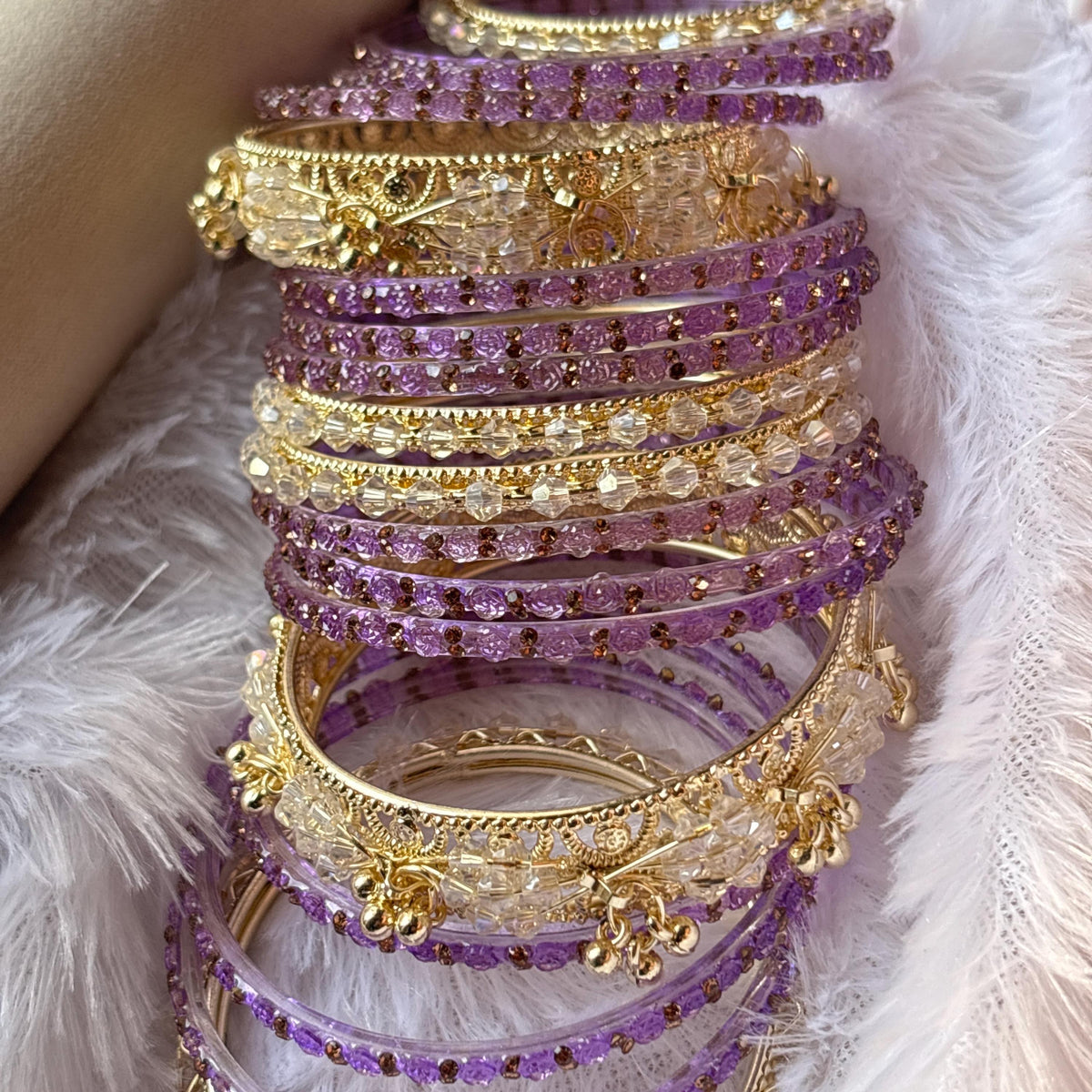 Kashmiri Bangles Lavender Rose Gold Rajwadi Indian Wedding Bangle Set - 2