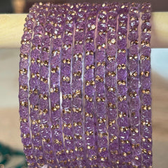 Lavender Glass Bangles Gold Rhinestone Kada Kashmiri Churiyan Indian Wedding Bridal Set - 3