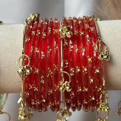 Glass Bangles Set Ghungroo Zircon Kashmiri Churiyan Multicolor Pastel Indian Wedding Bridal Jewelry - 3