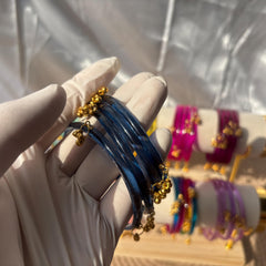 Glass Bangles Set Ghungroo Kashmiri Churiyan Pastel Multicolor Indian Wedding Bridesmaid Gift - 7
