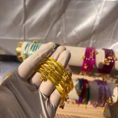 Glass Bangles Set Ghungroo Kashmiri Churiyan Pastel Multicolor Indian Wedding Bridesmaid Gift - 8