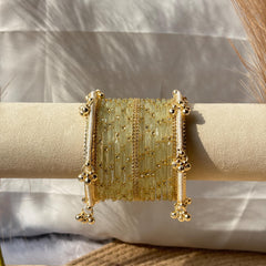 Ivory White Bangles Set Kashmiri Glass Churiyan Ghungroo Kada Stack Pakistani Wedding Jewelry - 11