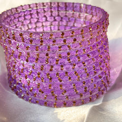 Lavender Glass Bangles Gold Rhinestone Kada Kashmiri Churiyan Indian Wedding Bridal Set - 4